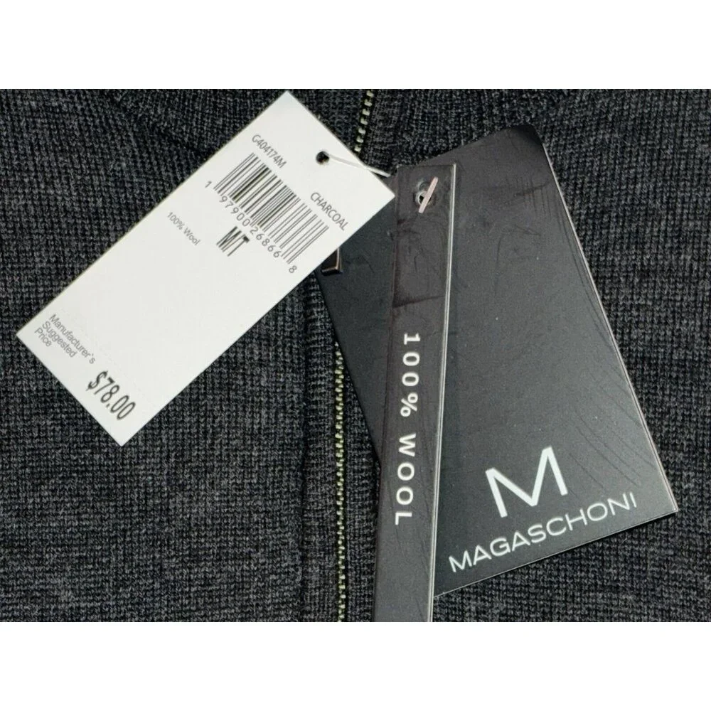 Men’s Medium Sweater 100% Wool Quarter 1/4 Zip Gray‎ Fast Shipping! BRAND NEW